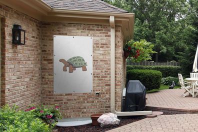 Gartenposter - 80x120 cm - Schildkröte - Kinder - Weiß (Gr. 80x120 cm)