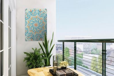 Gartenposter - 40x60 cm - Mandala - Blau - Orange - Muster (Gr. 40x60 cm)