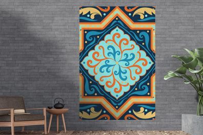 Gartenposter - 120x180 cm - Formen - Blau - Orange (Gr. 120x180 cm)