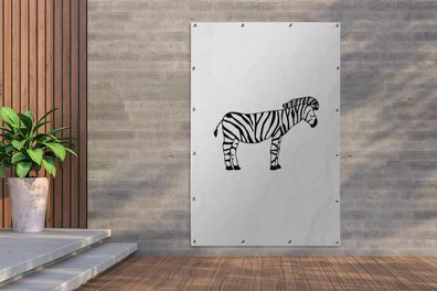 Gartenposter - 120x180 cm - Zebra - Weiß - Kinder (Gr. 120x180 cm)