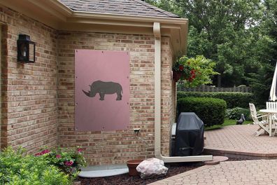 Gartenposter - 80x120 cm - Rhinozeros - Kinder - Rosa (Gr. 80x120 cm)