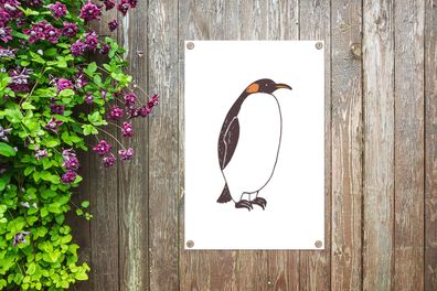 Gartenposter - 60x90 cm - Pinguin - Kinder - Weiß (Gr. 60x90 cm)