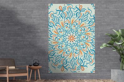 Gartenposter - 120x180 cm - Blume - Blätter - Blau (Gr. 120x180 cm)