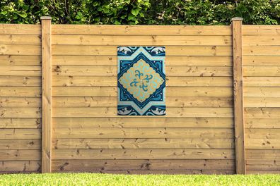 Gartenposter - 60x90 cm - Quadratisch - Blau - Muster (Gr. 60x90 cm)