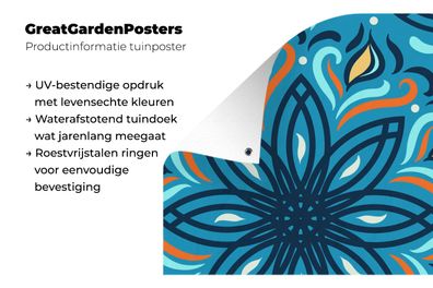 Gartenposter - 40x60 cm - Blume - Blau - Muster (Gr. 40x60 cm)