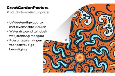 Gartenposter - 60x90 cm - Blume - Weiß - Blau - Muster (Gr. 60x90 cm)