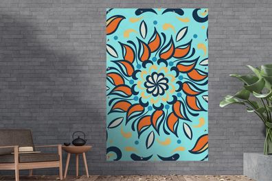 Gartenposter - 120x180 cm - Sonnenblume - Blütenblätter - Blau - Muster
