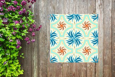 Gartenposter - 50x50 cm - Blumen - Rahmen - Quadratisch - Muster (Gr. 50x50 cm)