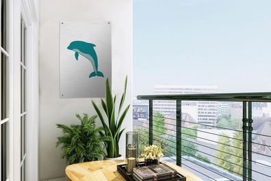 Gartenposter - 40x60 cm - Delfin - Kinder - Weiß (Gr. 40x60 cm)