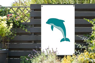 Gartenposter - 80x120 cm - Delfin - Kinder - Weiß (Gr. 80x120 cm)