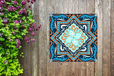 Gartenposter - 100x100 cm - Formen - Blau - Muster (Gr. 100x100 cm)