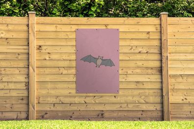 Gartenposter - 80x120 cm - Fledermaus - Kinder - Rosa (Gr. 80x120 cm)