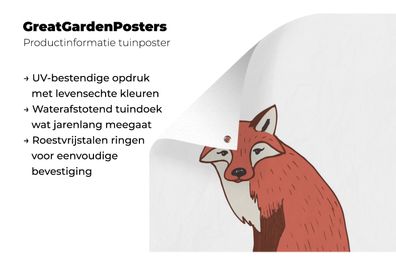 Gartenposter - 120x180 cm - Fuchs - Kinder - Weiß (Gr. 120x180 cm)