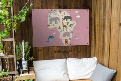 Gartenposter - 120x80 cm - Weltkarte - Kinder - Afrika - Rosa (Gr. 120x80 cm)