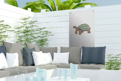 Gartenposter - 40x60 cm - Schildkröte - Kinder - Weiß (Gr. 40x60 cm)