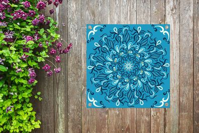 Gartenposter - 100x100 cm - Mandala - Blau - Muster (Gr. 100x100 cm)