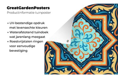 Gartenposter - 100x100 cm - Stern - Orange - Blau - Muster (Gr. 100x100 cm)