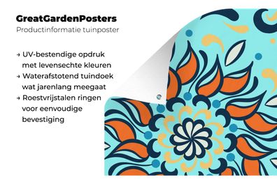 Gartenposter - 80x120 cm - Sonnenblume - Blütenblätter - Blau - Muster