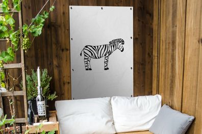Gartenposter - 80x120 cm - Zebra - Weiß - Kinder (Gr. 80x120 cm)