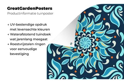 Gartenposter - 100x100 cm - Blume - Blau - Quadratisch - Muster (Gr. 100x100 cm)