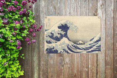 Gartenposter - 90x60 cm - Die große Welle bei Kanagawa - Gemälde von Katsushika Hokus