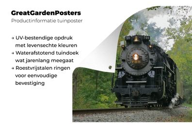 Gartenposter - 40x30 cm - Eine Dampflokomotive in einer grünen Umgebung
