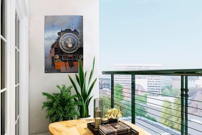 Gartenposter - 40x60 cm - Frontansicht einer Dampflokomotive (Gr. 40x60 cm)
