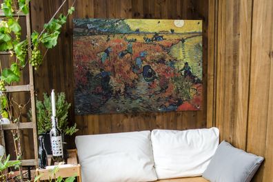 Gartenposter - 120x90 cm - Der rote Weinberg - Vincent van Gogh (Gr. 120x90 cm)