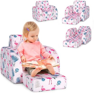 3 in 1 Kindersofa Klappbar, Kinder Klappsofa, Gepolsterter Sessel mit weichem Sitz