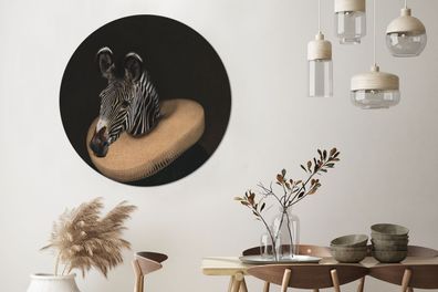Runde Wandbilder - 120x120 cm - Zebra - Kunst - Kleidung (Gr. 120x120 cm)
