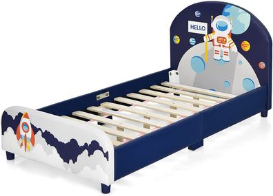 140x70cm Kinderbett mit weichem Kopfteil & Fußteil, Lattenrost Babybett, Einzelbett