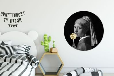 Runde Wandbilder - 90x90 cm - Das Mädchen mit dem Perlenohrring - Vermeer - Süßigkeit
