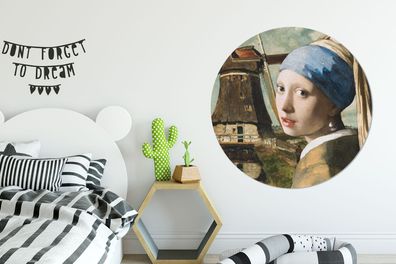 Runde Wandbilder - 140x140 cm - Das Mädchen mit dem Perlenohrring - Vermeer - Windmüh