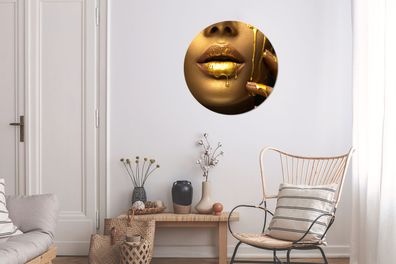 Runde Wandbilder - 60x60 cm - Frau - Farbe - Gold (Gr. 60x60 cm)