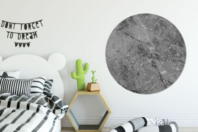 Runde Wandbilder - 120x120 cm - Marmor - Grau - Weiß (Gr. 120x120 cm)