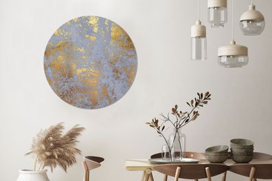 Runde Wandbilder - 90x90 cm - Marmor - Blau - Gold - Luxus (Gr. 90x90 cm)