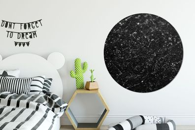 Runde Wandbilder - 140x140 cm - Marmor - Schwarz - Weiß - Dots (Gr. 140x140 cm)
