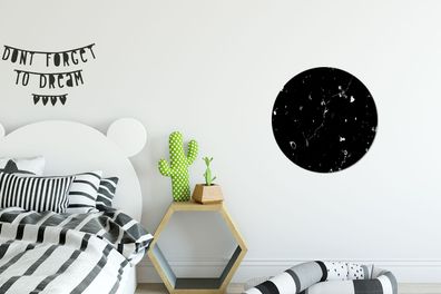 Runde Wandbilder - 30x30 cm - Marmor - Schwarz - Weiß - Dots (Gr. 30x30 cm)