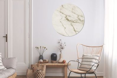 Runde Wandbilder - 90x90 cm - Marmor - Creme - Muster (Gr. 90x90 cm)