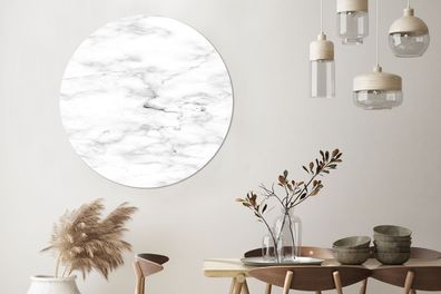 Runde Wandbilder - 120x120 cm - Marmor - Weiß - Grau (Gr. 120x120 cm)