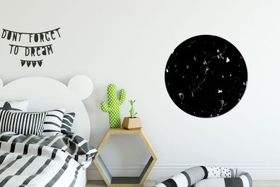 Runde Wandbilder - 60x60 cm - Marmor - Schwarz - Weiß - Dots (Gr. 60x60 cm)