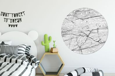 Runde Wandbilder - 120x120 cm - Marmor - Grau - Schwarz (Gr. 120x120 cm)