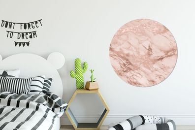 Runde Wandbilder - 90x90 cm - Marmor - Muster - Rosa (Gr. 90x90 cm)