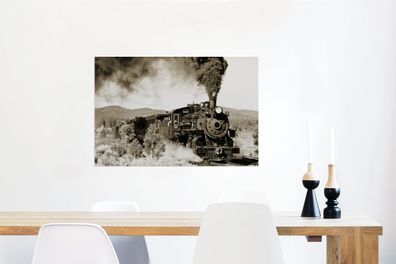 Glasbilder - 90x60 cm - Eine antike Dampflokomotive (Gr. 90x60 cm)