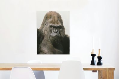 Glasbilder - 60x80 cm - Sonnenstrahlen leuchten in den Augen des Gorillas