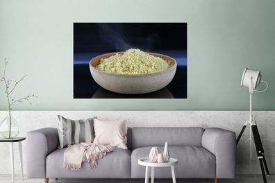 Glasbilder - 120x80 cm - Ein Quinoa-Gericht in einer rustikalen Holzschale
