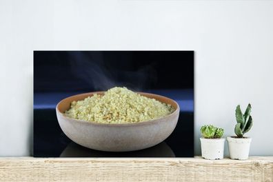 Leinwandbilder - 30x20 cm - Ein Quinoa-Gericht in einer rustikalen Holzschale