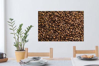 Leinwandbilder - 60x40 cm - Hellbraune Kaffeebohnen in einem Stapel (Gr. 60x40 cm)