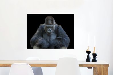 Glasbilder - 80x60 cm - Ein Gorilla schaut eindrucksvoll in die Kamera (Gr. 80x60 cm)
