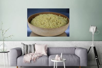 Glasbilder - 120x80 cm - Eine Nahaufnahme des Superfoods Quinoa in einer Holzschale